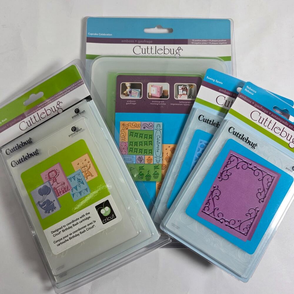 Cuttlebug Embossing Folder Lot Cricut Provo Craft Borders Birthday Cupcake Frame
